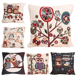 Cotton Linen Owl Bird Animal Throw PillowCases