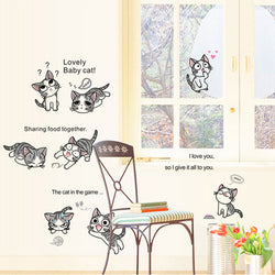 Lovely Cats Playing Wall Stickers 2017