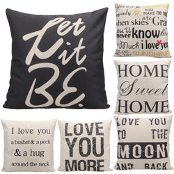 Classical Style Letter Print Cotton Linen Throw Pillow Cover  43 cm