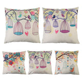 43 cm Bird Pattern Cotton Pillow Cover
