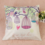 43 cm Bird Pattern Cotton Pillow Cover