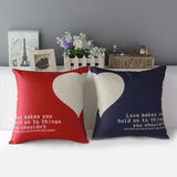 Couple Heart Series Letter Cotton Linen Pillow Case 43cm*43cm