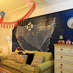Wall Hanging  Decorative Nautical Fishing Net Cotton + Shell Hanging Decor 100 x 200 cm