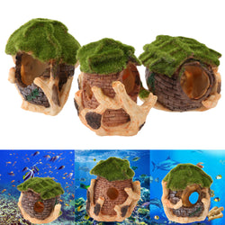 Fish Tank Moss Lichen Barrel Ornament Resin Cave Landscaping
