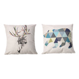 43*43cm  Vintage Animals Reindeer And  Bear Pillow Cover