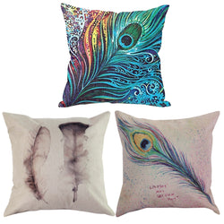 43 cm Colorful Feathers Cotton Throw Pillow Cover
