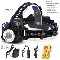 Rechargeable Headlights 18650 battery Charger XM-L CREE T6 Led 3800LM