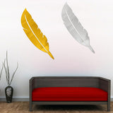 3D Golden/Silver DIY Modern Plume Feather Acrylic Mirror Wall Stickers 20x84cm