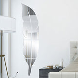 3D Golden/Silver DIY Modern Plume Feather Acrylic Mirror Wall Stickers 20x84cm
