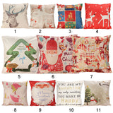 43*43cm Reindeer And Christmas Printed Cotton Linen Pillow Case