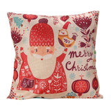 43*43cm Reindeer And Christmas Printed Cotton Linen Pillow Case