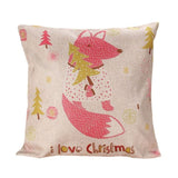 43*43cm Reindeer And Christmas Printed Cotton Linen Pillow Case