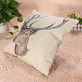 43*43cm Reindeer And Christmas Printed Cotton Linen Pillow Case